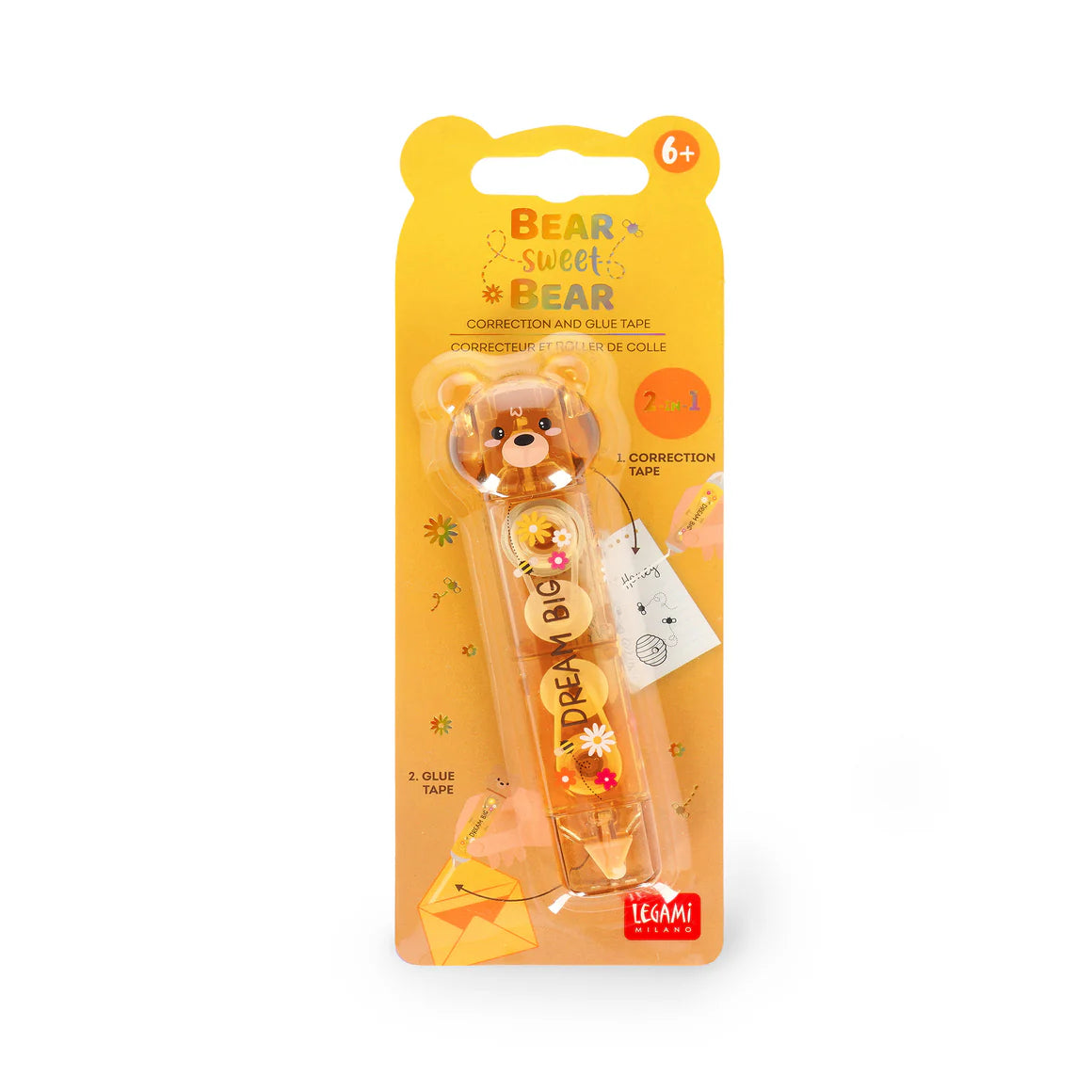 Legami - 2-in-1 Korrekturroller und Kleberoller - Bear Sweet Bear