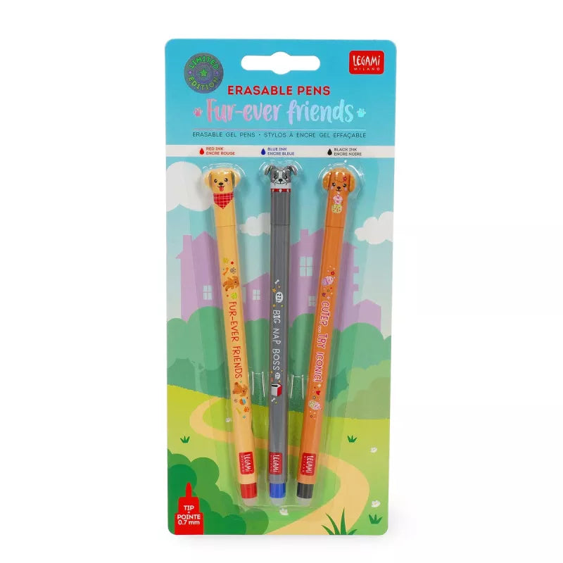 Legami Set mit 3 löschbaren Gelstiften - Fur-ever Friends (limitiert)