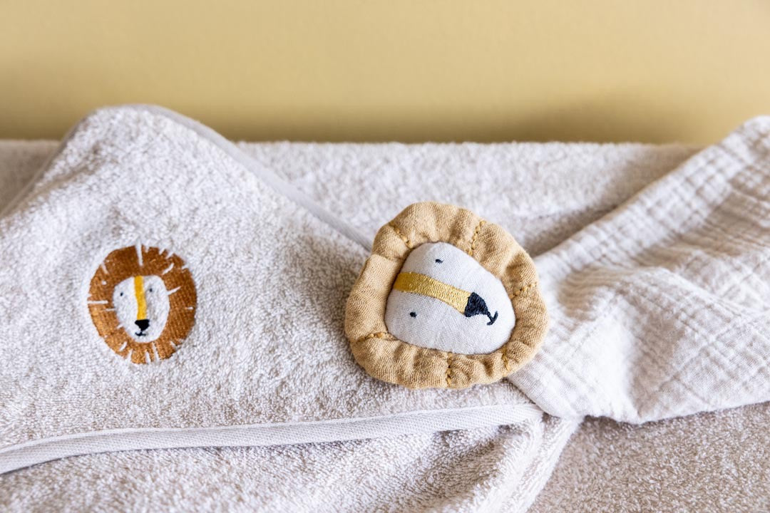 Trixie - Kapuzenbadetuch | 75x75cm - Aura Lion, Löwe, beige