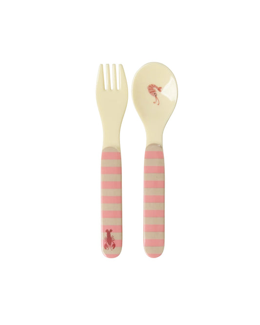 Babylöffel und -gabel - Koralle - Ocean Print