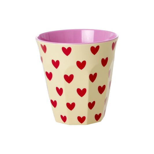 Mittelgroße Becher - Crème - Darling Hearts Print