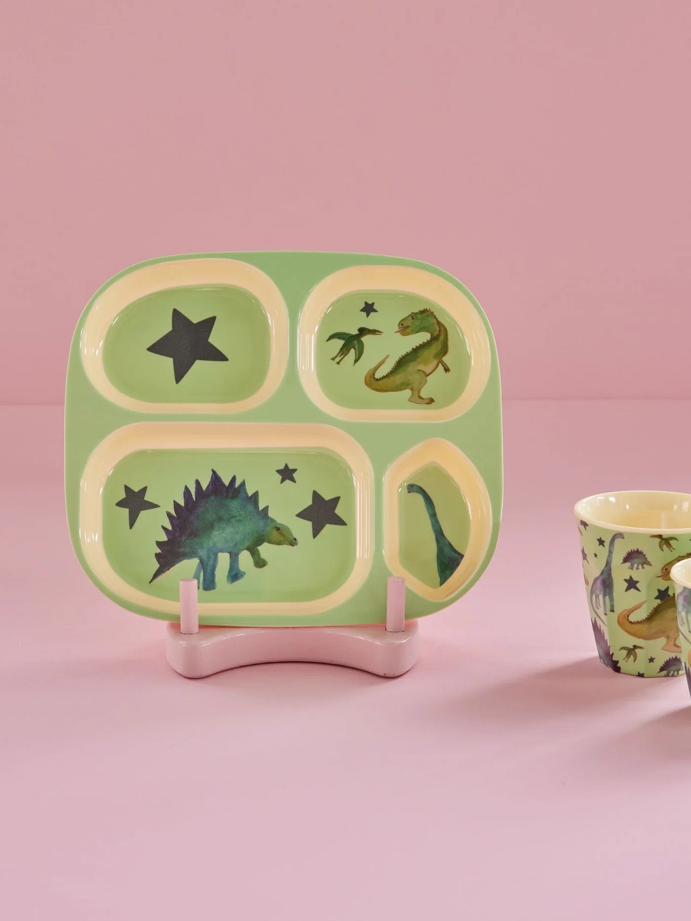 Kinderteller mit 4er Einteilung - Hellgrün - Dino Print Angebot
