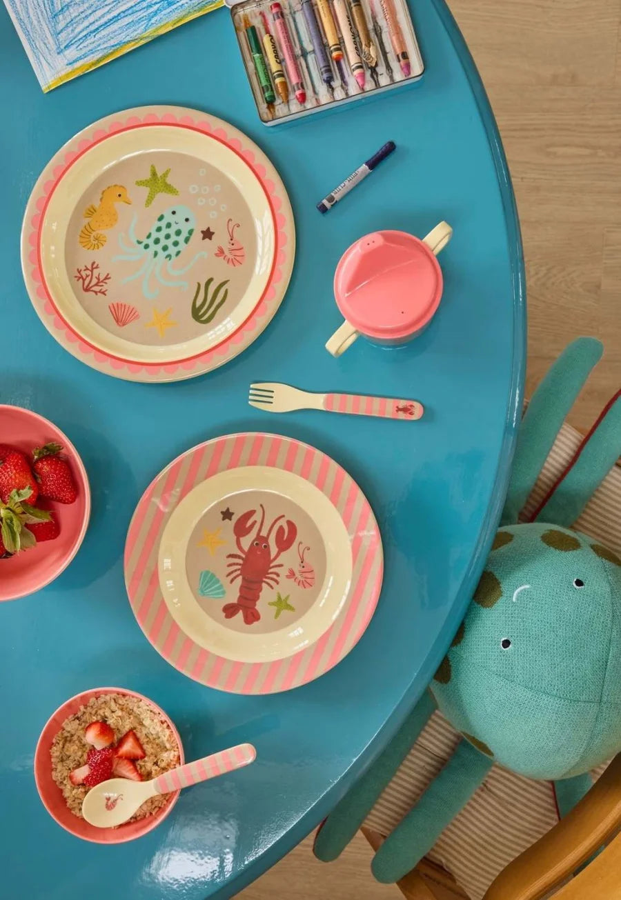 Rice Kinderteller - Ocean Print - Coral