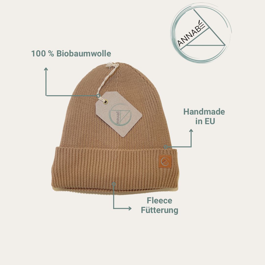 Annabé Mütze (100% Baumwolle,mit Fleece), Beige