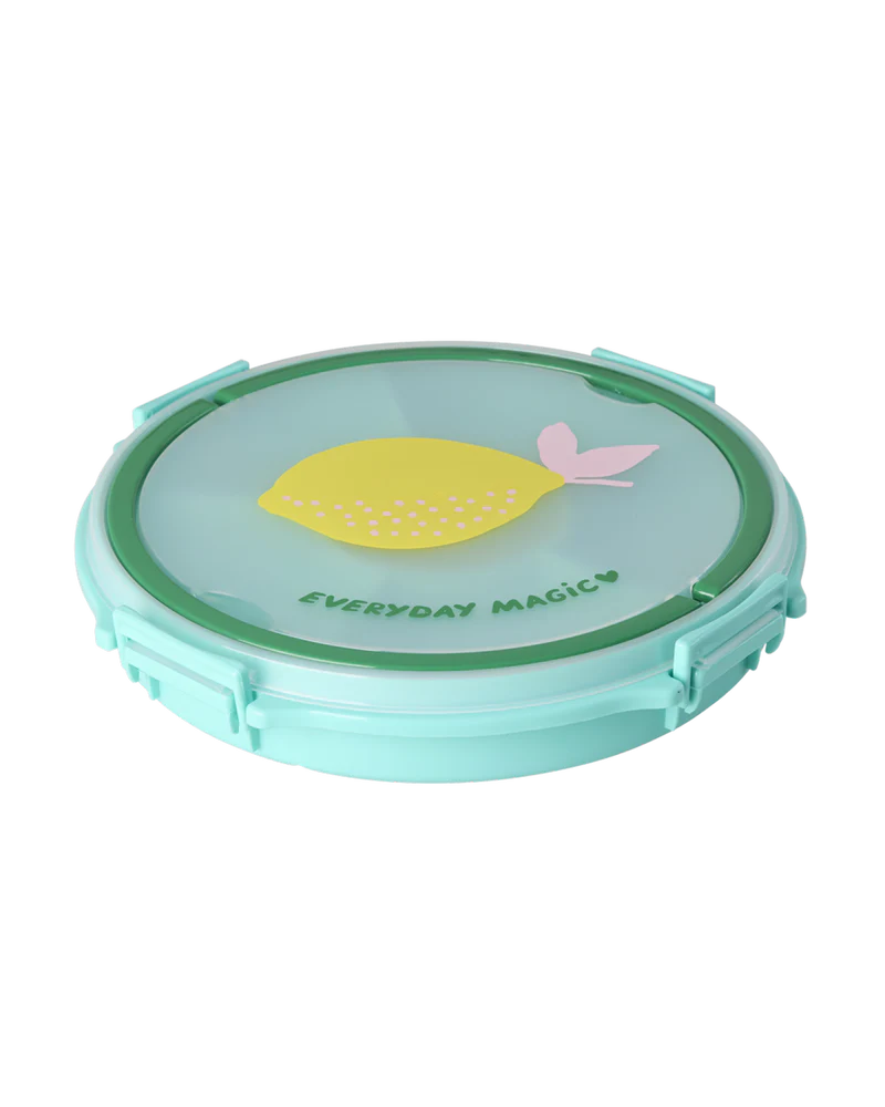 Rice - Serving Tray with Handle -Zitrone Print - Mint / Snackbox