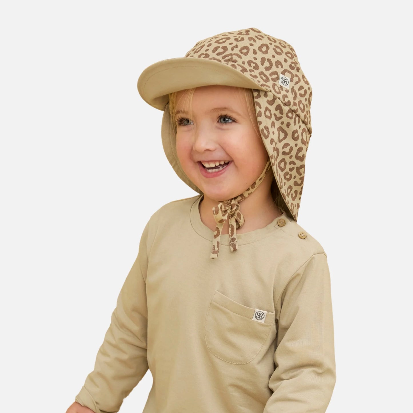 Cloby - Sonnenhut in Leopard Brown/Sandy Beach – UPF 50+