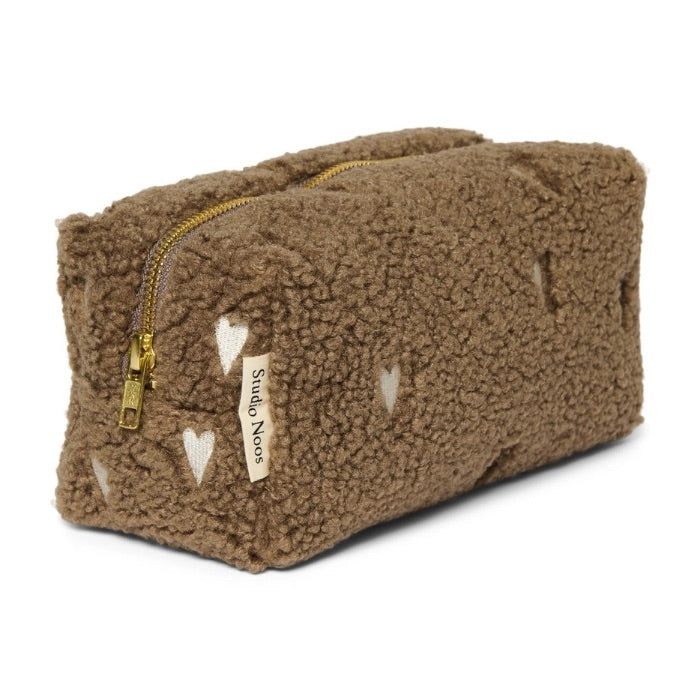 Studio Noos Brown Teddy Hearts Pouch