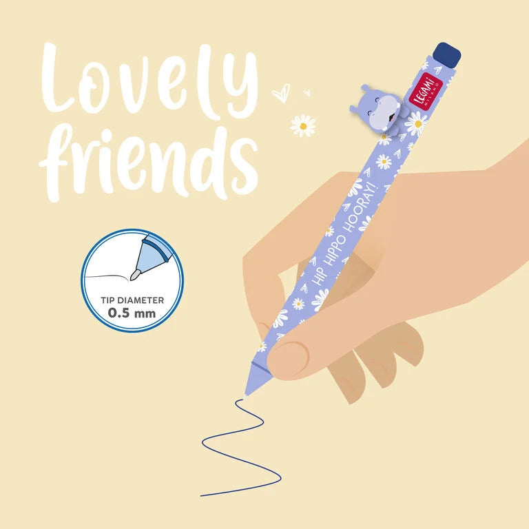 Legami - Gelstift mit Deko-Tierchen Hippo „Hip Hippo Hooray“ - Lovely Friends