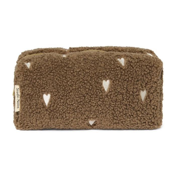 Studio Noos Brown Teddy Hearts Pouch