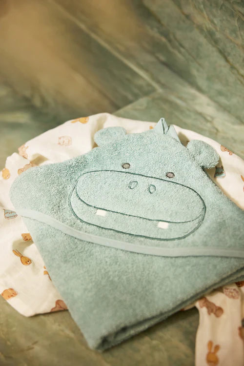 Jollein - Kapuzenhandtuch Frottee - Hippo Happy - 75 x 75 cm