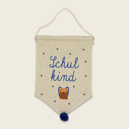 Ava & Yves - Wandbehang Ranzen „Schulkind“, white/blau