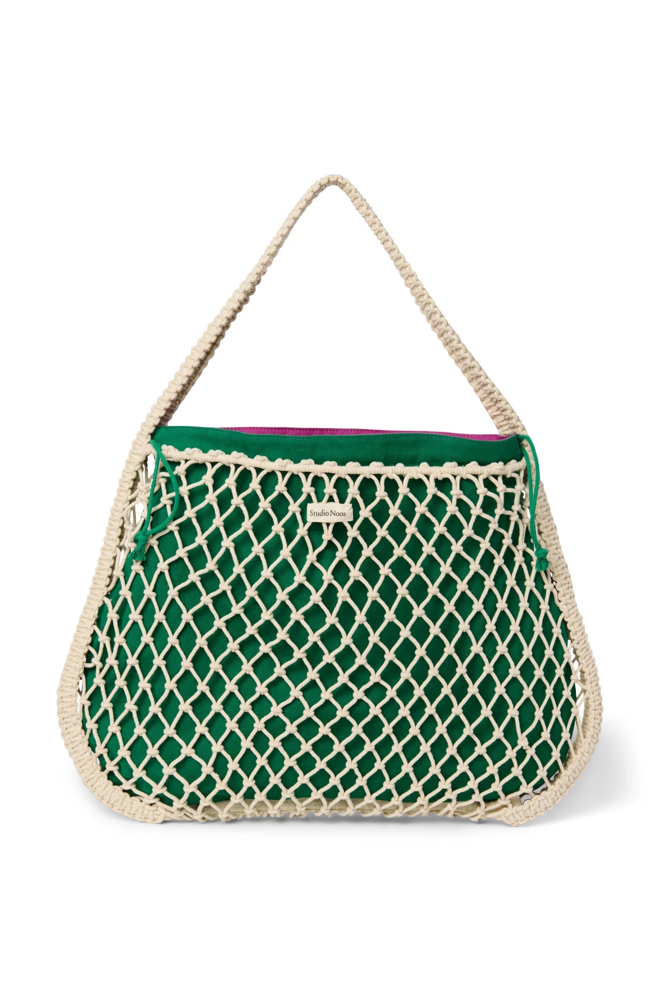 Studio Noos - Macramé Mom-Bag in Natur mit Wende-Inlay in Lila-Grün