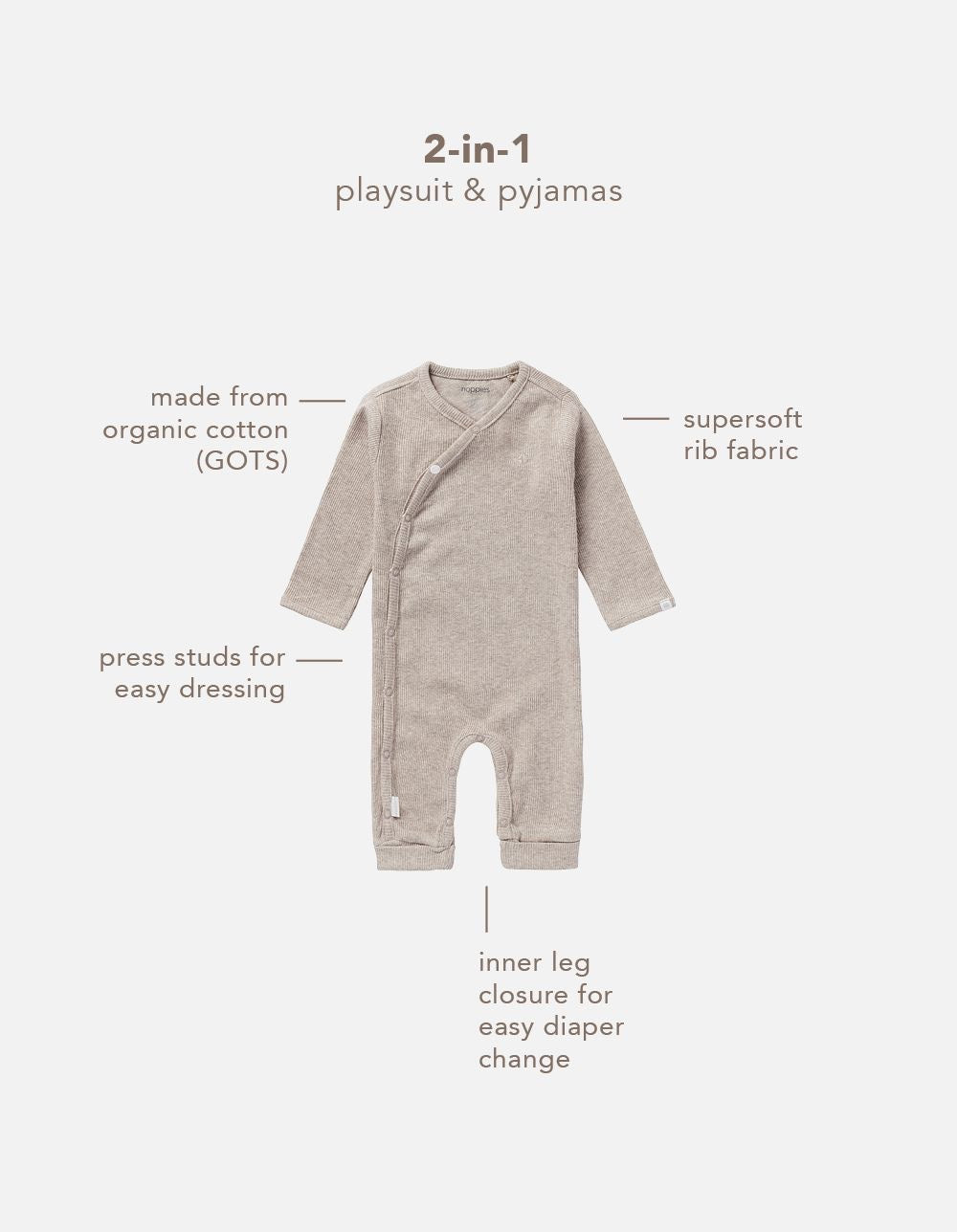 Noppies Strampler Nevis Taupe Melange