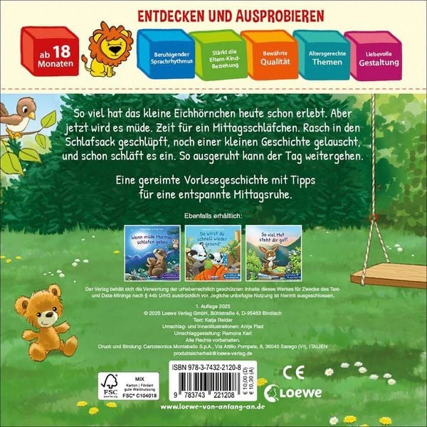 Mittagsschlaf, Mittagsruh, schon fallen dir die Augen zu - Katja Reider