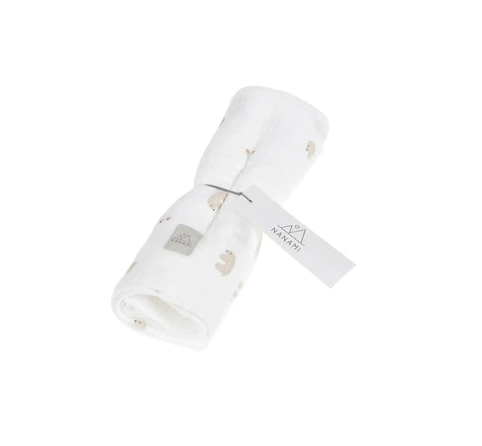 Nanami - Musselintuch klein, Diaper Polarbear, off white