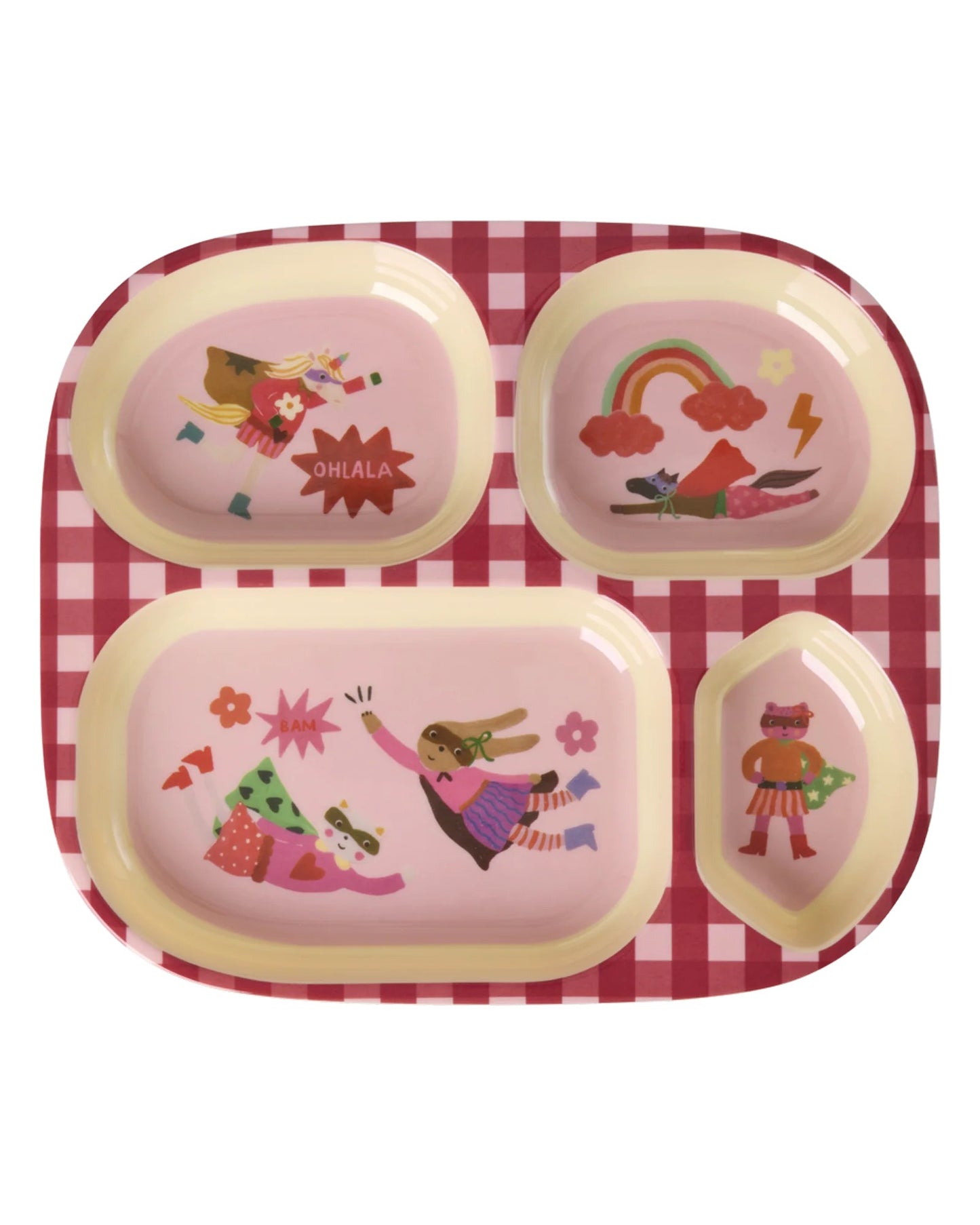 Kinderteller mit 4er Einteilung - Pink - Hero Print