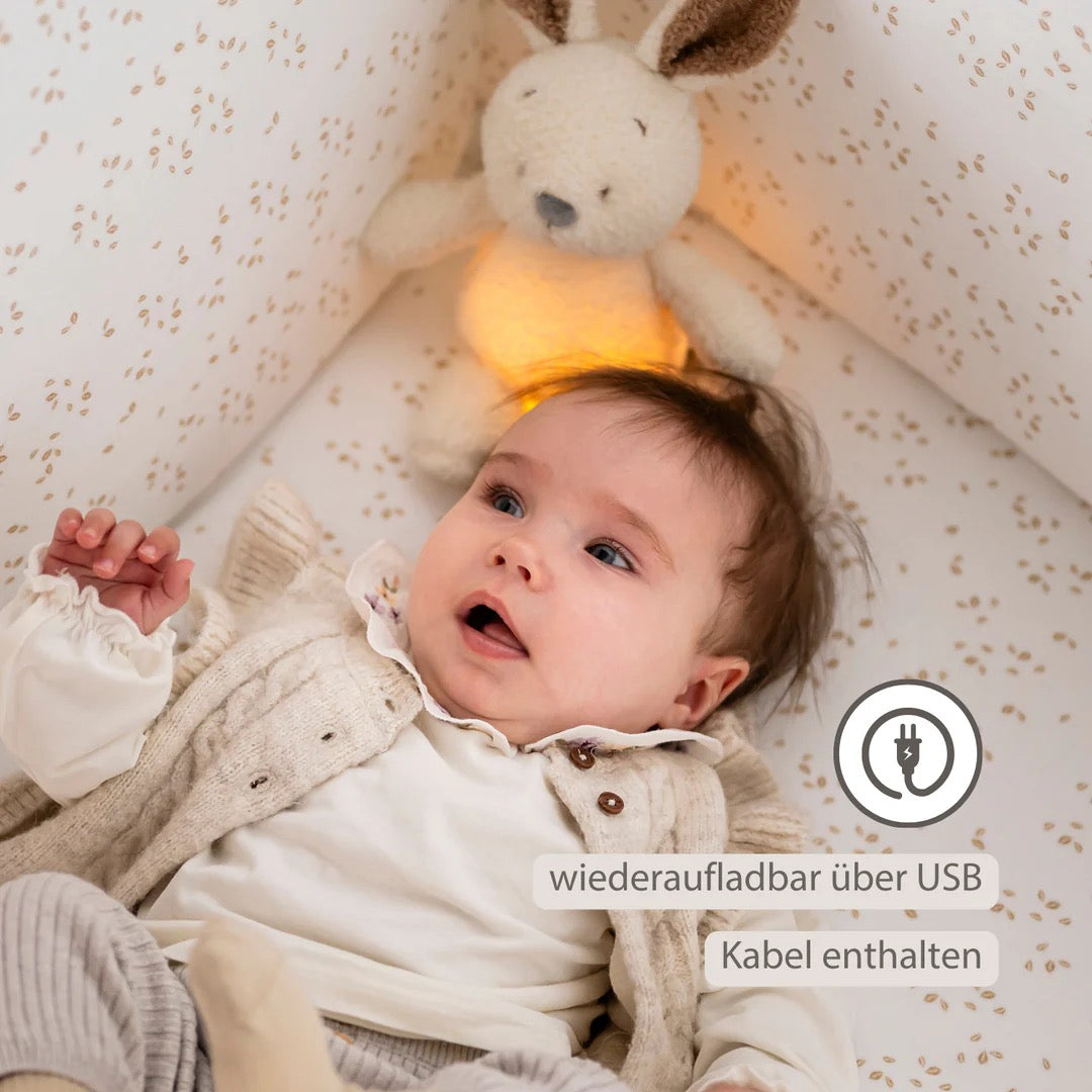 Nattou -  TEDDY Baby Nachtlicht Kaninchen – 25 cm – Weiches Babykuscheltier – Beige