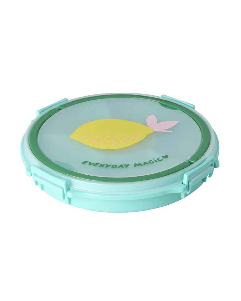 Rice - Serving Tray with Handle - Lemon Print - Mint / Snackbox