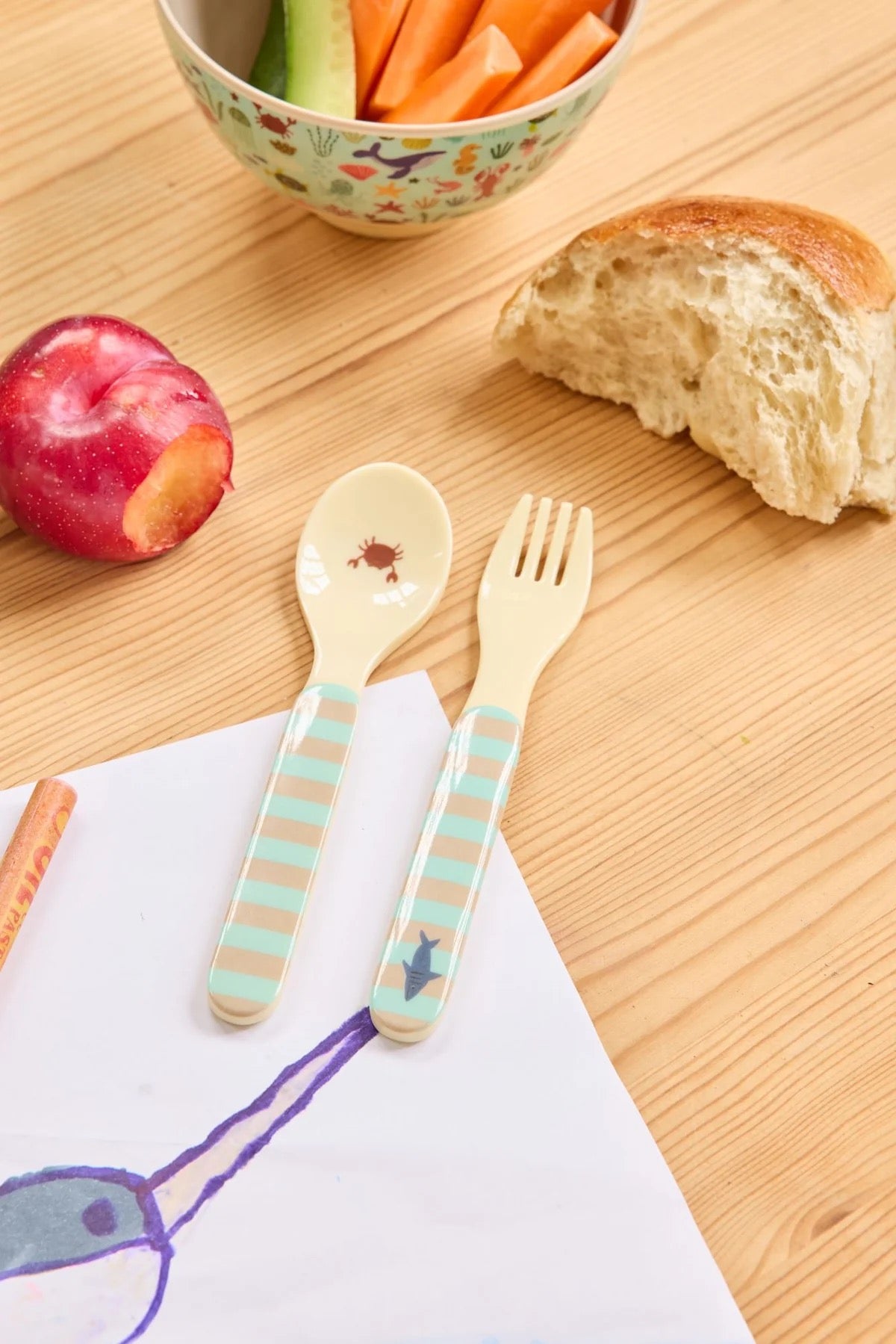 Babylöffel und -gabel - Blau - Ocean Print