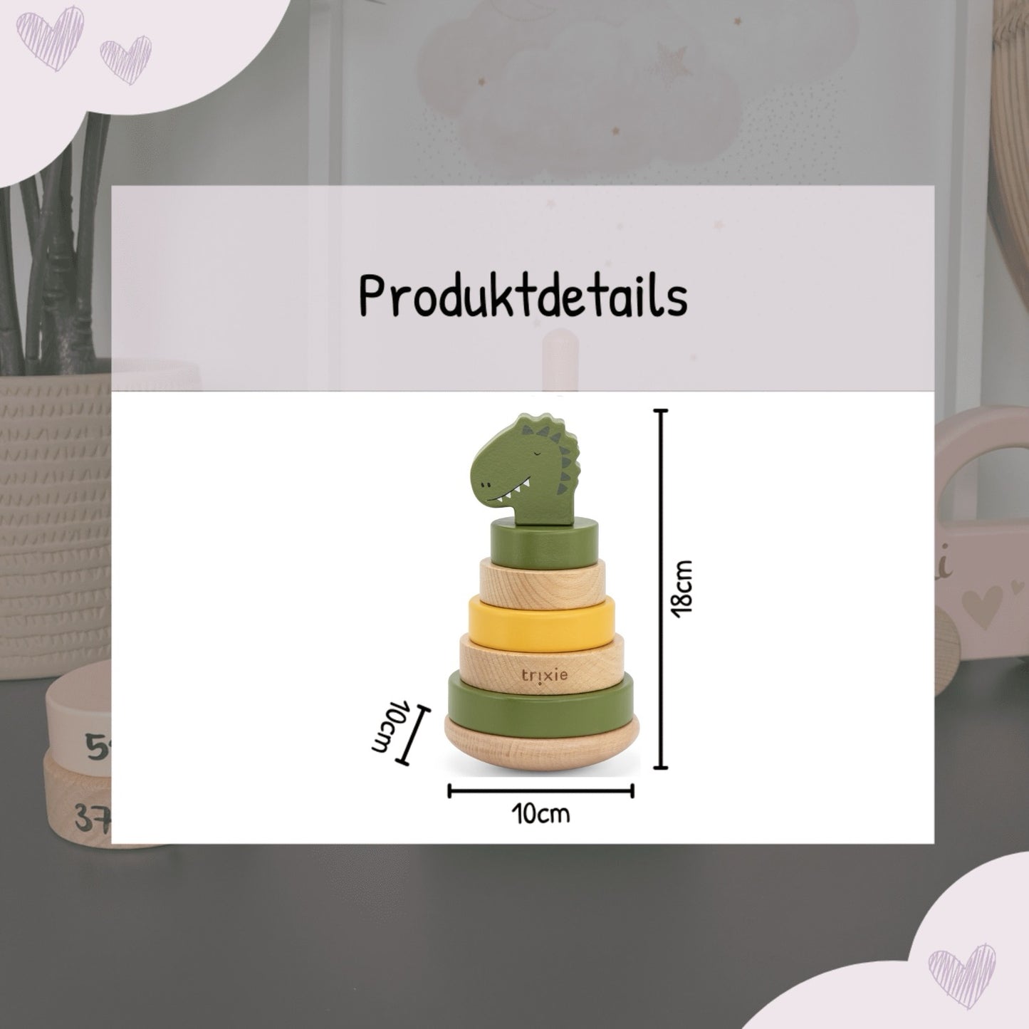 Baby Stapelturm TRIXIE aus Holz - grün