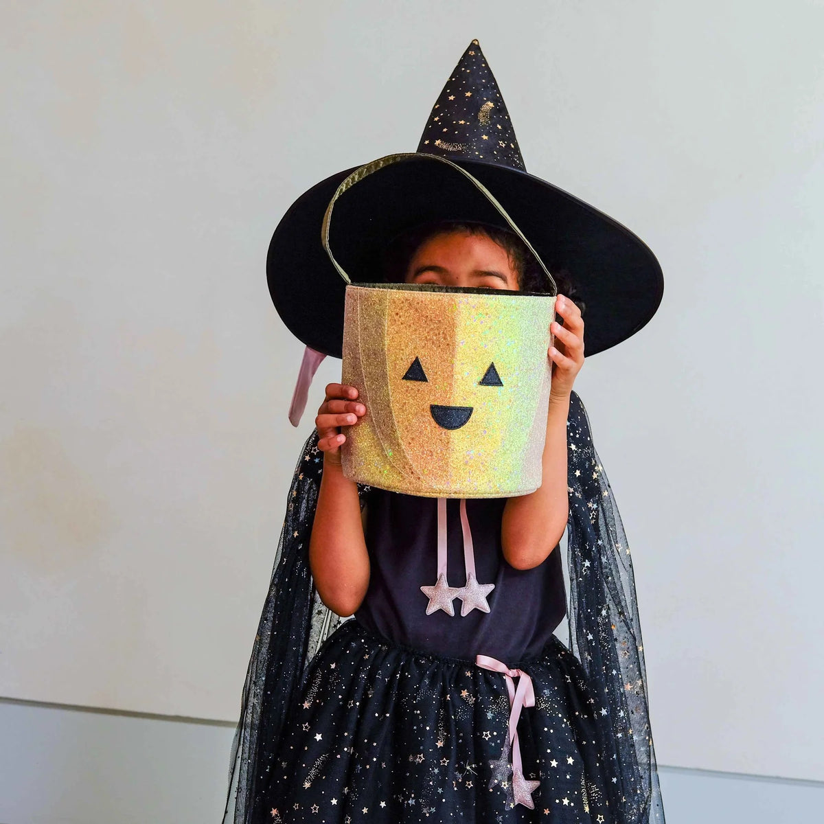 Mimi & Luna Glitzer-Kürbistasche für Halloween