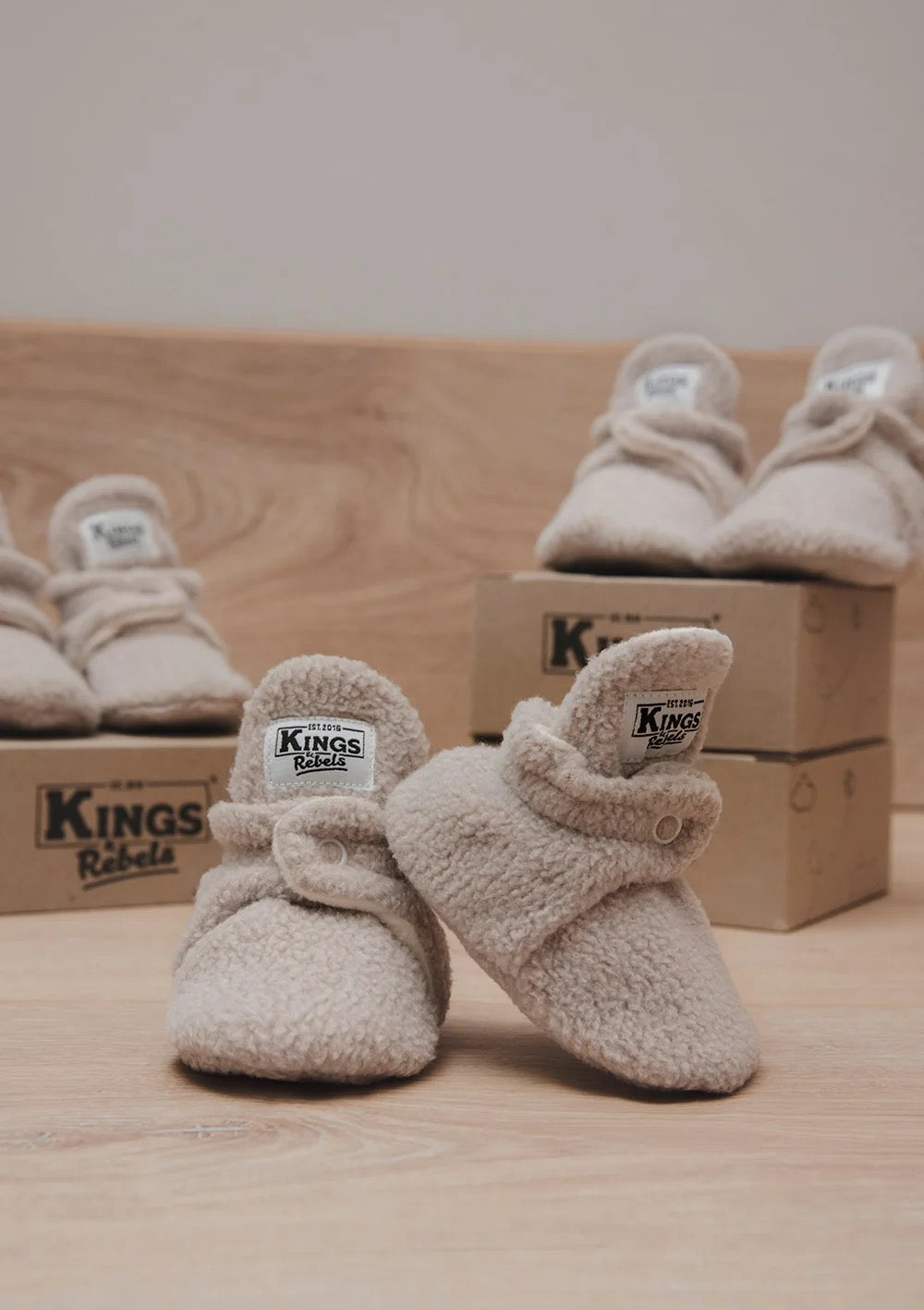 Kings & Rebels Baby-Booties Teddy Gripper Beige