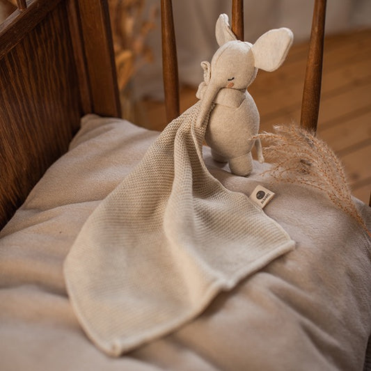 Ava & Yves - Kuscheltuch mit großem Elefanten, natur