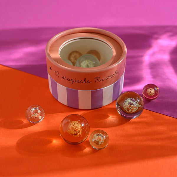 Ava & Yves - Magische Murmeln, rosa – Glow in the Dark, 12 Stück in Geschenkverpackung