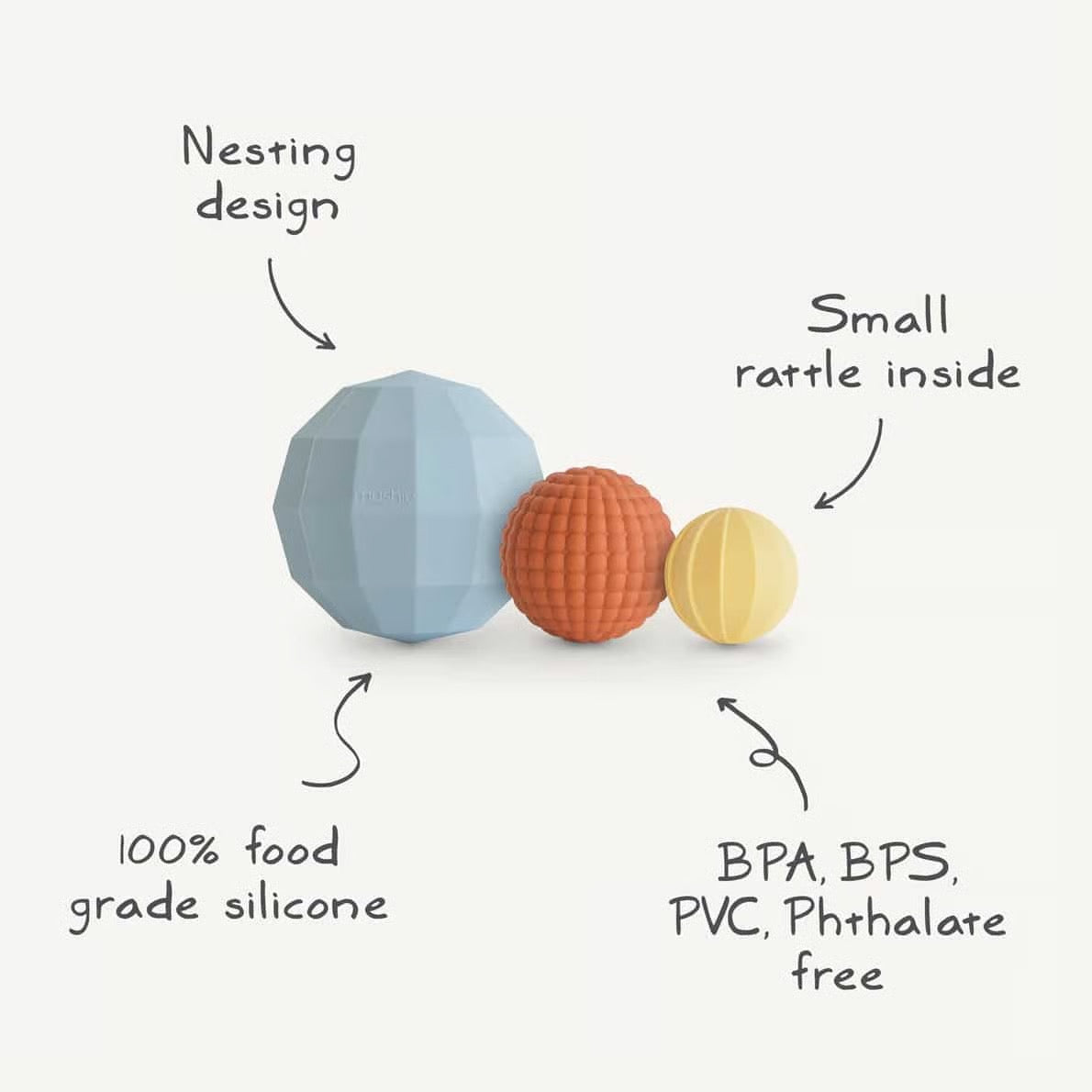 Mushie Nesting Spheres Sensorische Spielzeug Farbe: blush