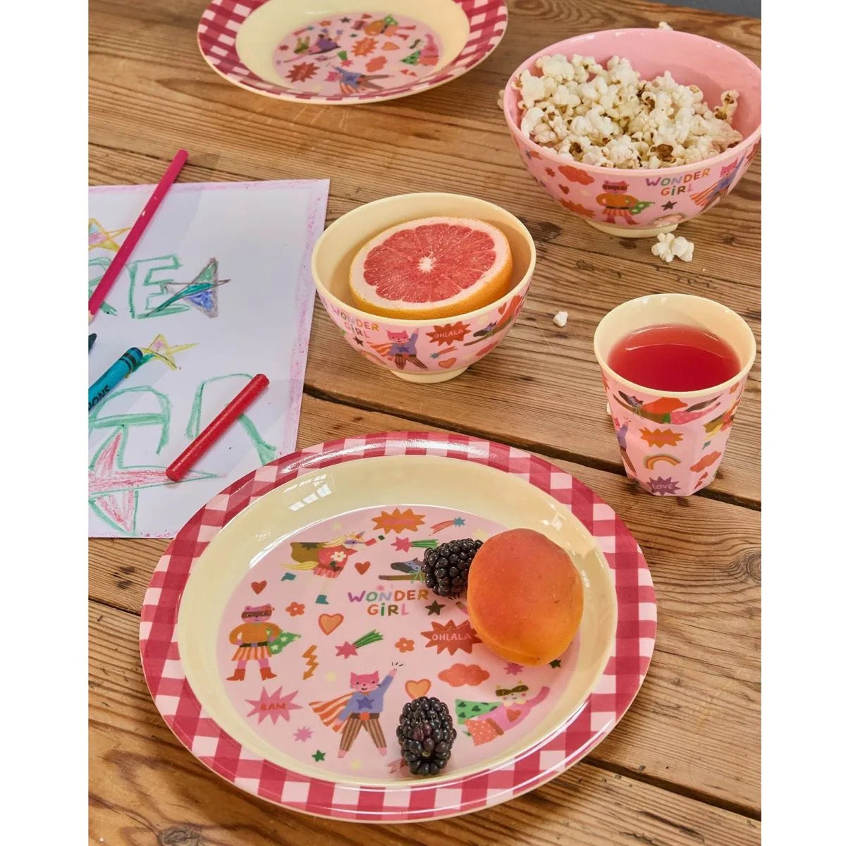 Rice Kinderschüssel - Hero Print - Pink