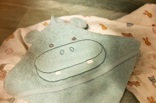 Jollein - Kapuzenhandtuch Frottee - Hippo Happy - 75 x 75 cm