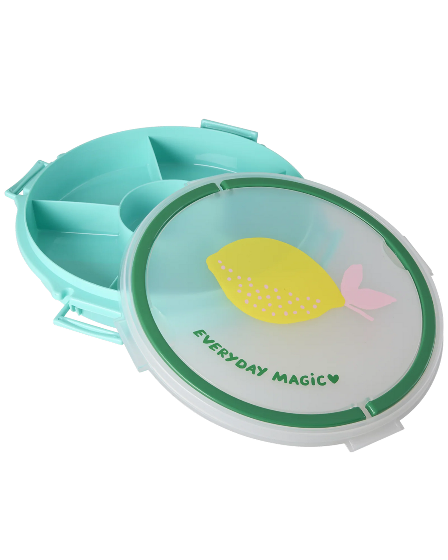 Rice - Serving Tray with Handle -Zitrone Print - Mint / Snackbox