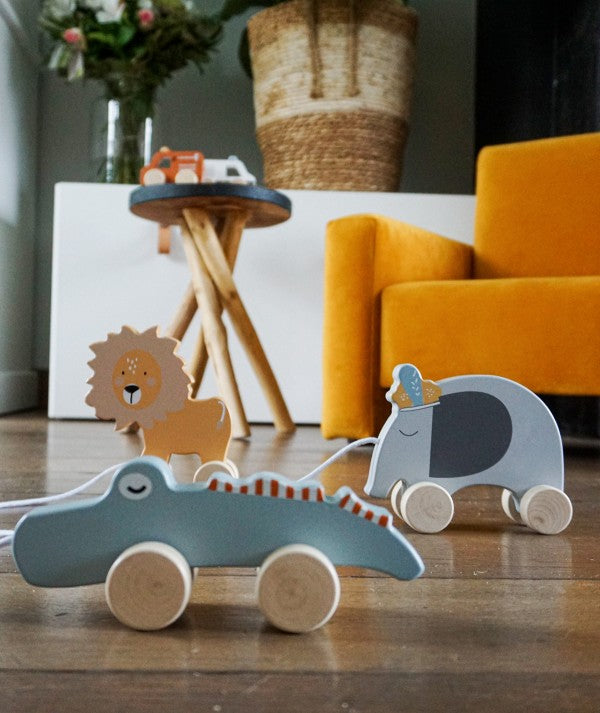 Tryco Holz Nachzieh Spielzeug Krokodil