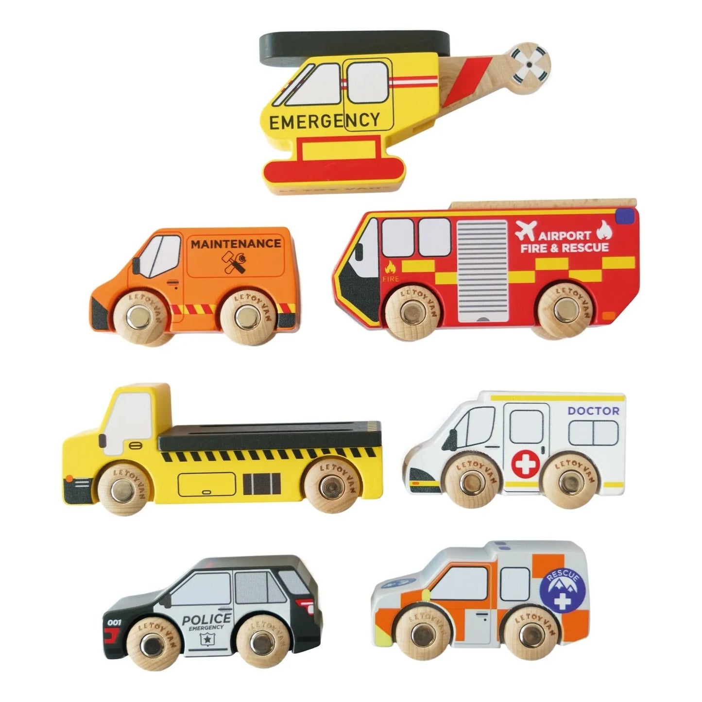 Le Toy Van - Rettungsfahrzeuge - Spielset // Rettungsfahrzeuge - aus Holz