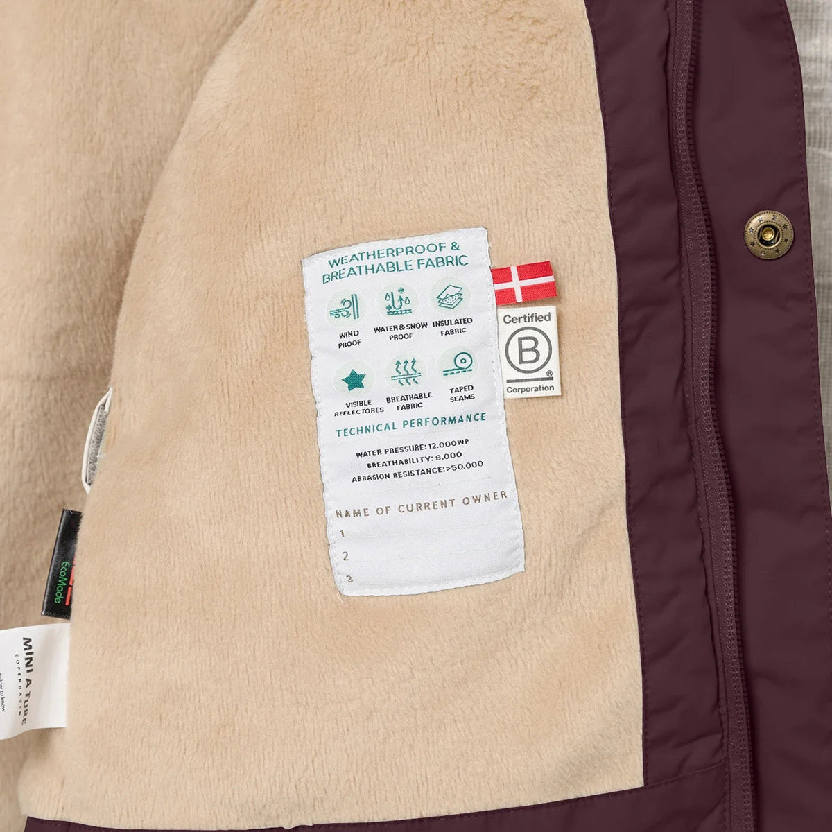 Miniature MATWALLY Winterjacke mit Fleecefutter - fudge aubergine