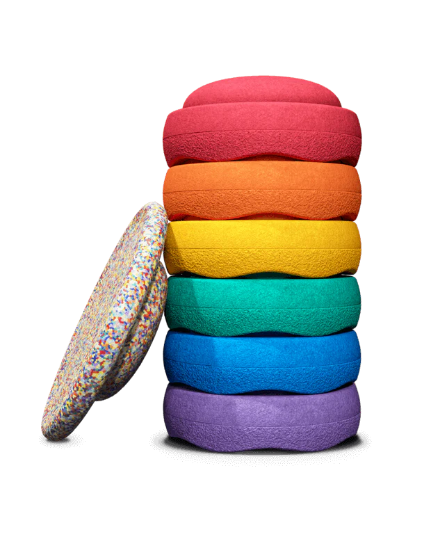 Stapelstein® Rainbow Set – 7-teiliges Set mit Balance Board für Spiel & Bewegung classic