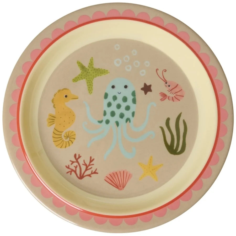 Rice Kinderteller - Ocean Print - Coral