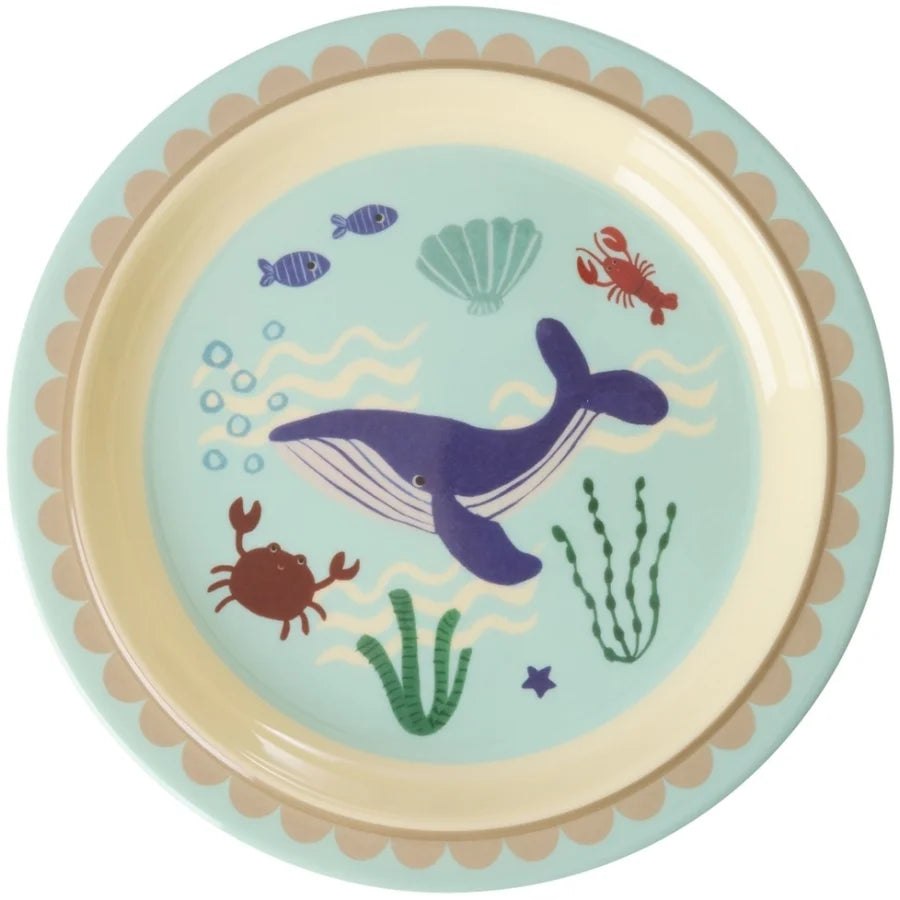 Rice Kinderteller - Ocean Wal Print - Blau
