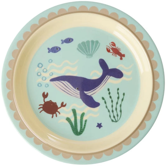 Rice Kinderteller - Ocean Wal Print - Blau