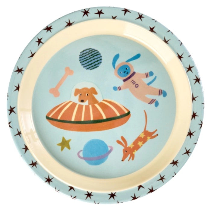 Rice Kinderteller - Dogs in Space Print - Blau
