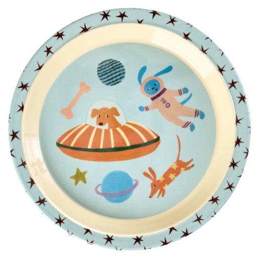 Rice Kinderteller - Dogs in Space Print - Blau