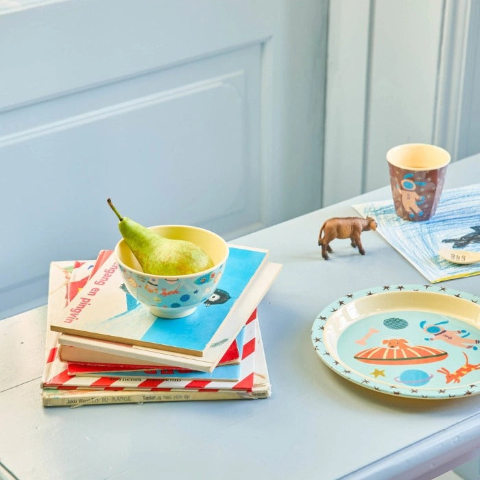 Rice Kinderteller - Dogs in Space Print - Blau